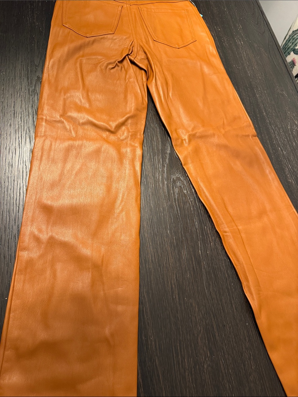 INC International Concepts Orange Faux Leather Wide-Leg Pants - Picture 6 of 7